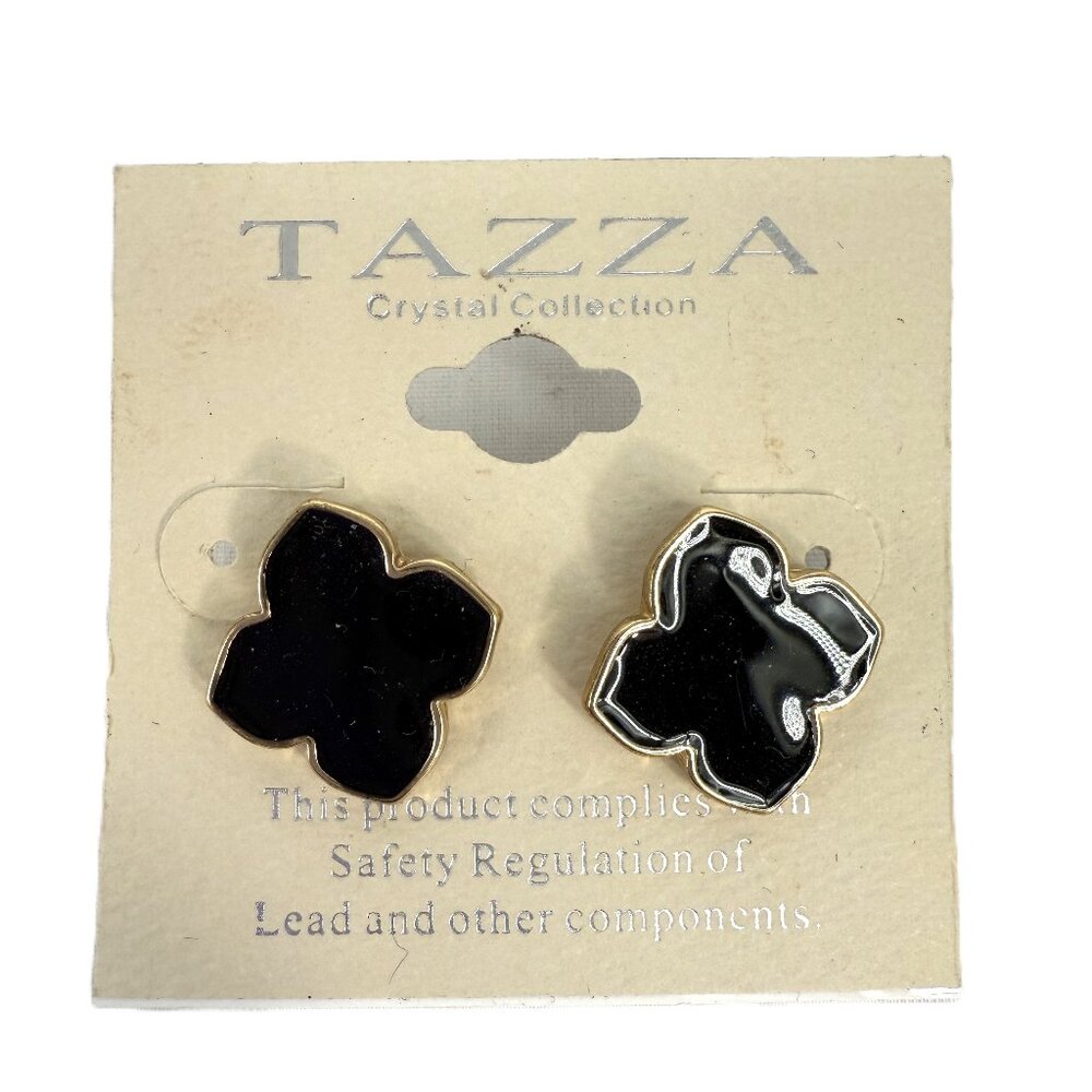 Tazza Black Enamel Clover Earring